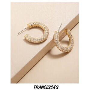 New Francesca's Samantha Pave Thick
Hoop Gold Tone Elegant Earrings